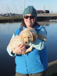 Susan Berryman and her puppy, Amelie