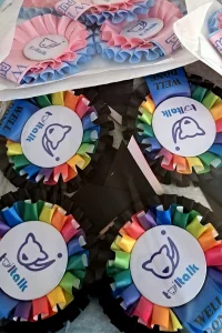 Colourful Tail Talk graduation rosettes